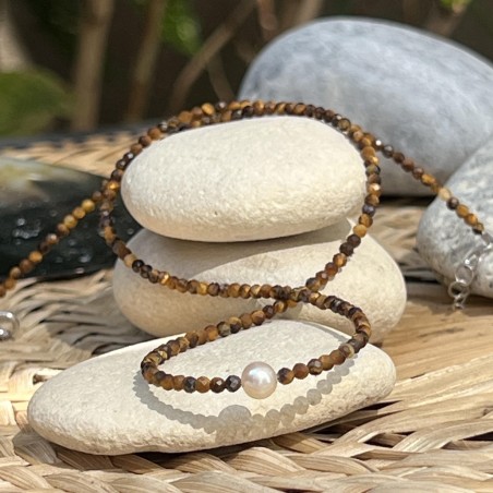 Freshwater Pearl and Tiger Eye Necklace