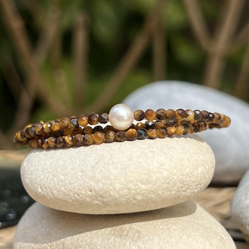 Collier オニキスと淡水パール