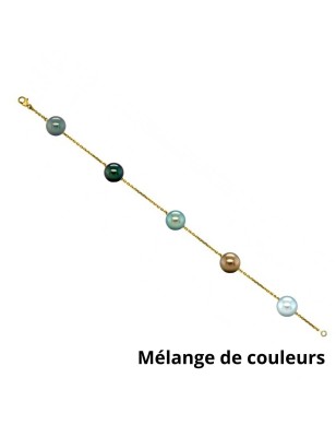 Bracelet Or 18 Carats - Cinq Perles de Tahiti 9/10mm