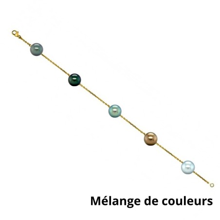 18K金手链 - 五颗9/10毫米大溪地珍珠