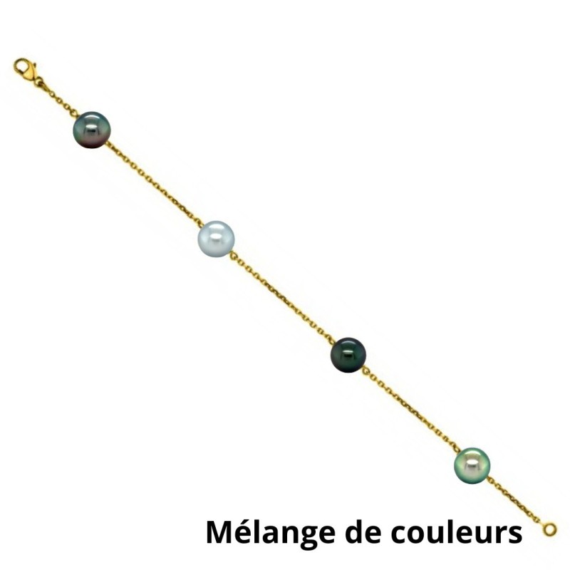 Pulsera de oro de 18 quilates con 4 perlas de Tahití de 9/10 mm.