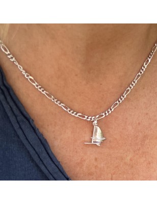 bateau en pendentif voilier en argent massif rhodié