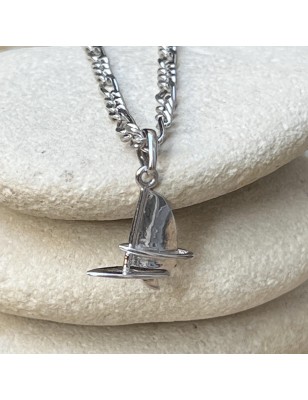 sailboat pendant in rhodium-plated sterling silver price - sailing boat pendant