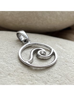 莫阿娜 - 海浪吊坠 - 镀铑银