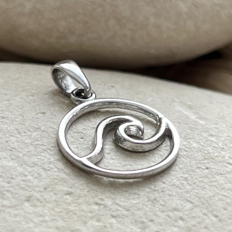 莫阿娜 - 海浪吊坠 - 镀铑银