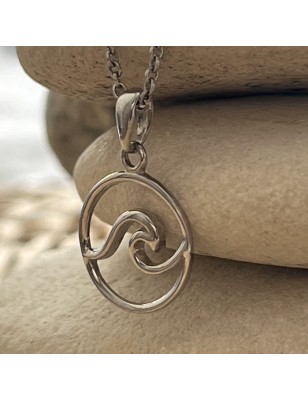 pendentif vague argent motif océan en pendentif
