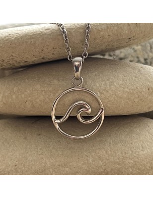 pendentif vague argent motif océan en pendentif
