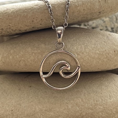 pendentif vague argent motif océan en pendentif