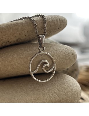 pendentif vague argent motif océan en pendentif