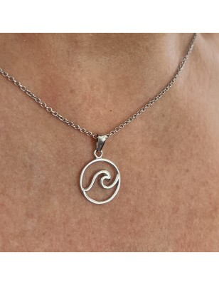 pendentif vague argent motif océan en pendentif