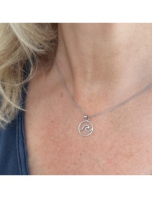pendentif vague argent motif océan en pendentif