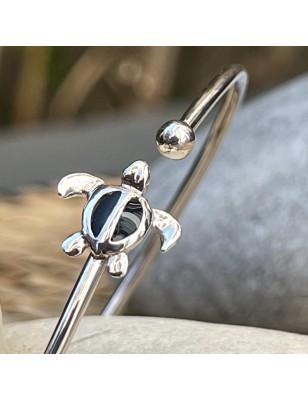 Bracciale tartaruga in argento rodiato e smalto nero