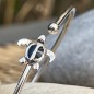 Pulsera de tortuga de plata rodiada y esmalte negro