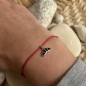 Bracciale in cotone rosso con manta in argento e smalto nero
