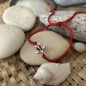 Bracciale in cotone rosso con tartaruga in argento e smalto rosso