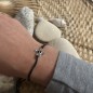 Bracelet Coton Noir et Tortue Argent et Email Noir