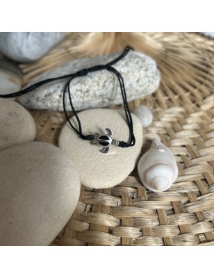 Black Enamel and Sterling Silver Turtle Bracelet