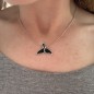 Black Enamel and Sterling Silver - Dolphin Tail Pendant