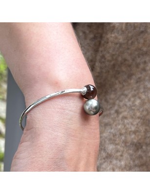 vertu quartz fumé bracelet argent perle de culture de tahiti prix