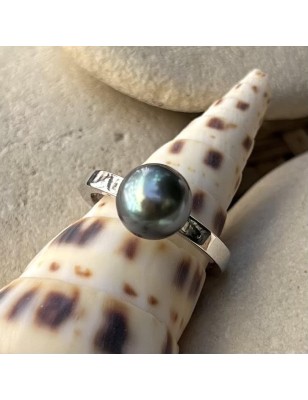 argent bague perle de culture de Tahiti bleue - bague fiançailles - quel bijou offrir à la saint valentin ?