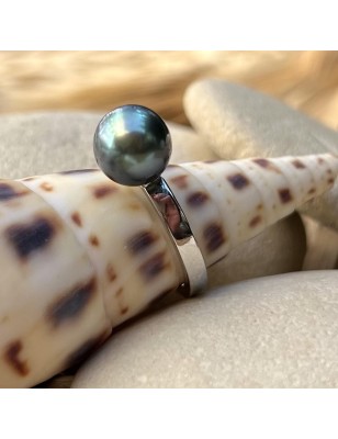 argent bague perle de culture de Tahiti bleue - bague fiançailles - quel bijou offrir à la saint valentin ?