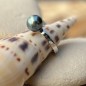 Tahitian Blue Peacock Pearl Sterling Silver Ring