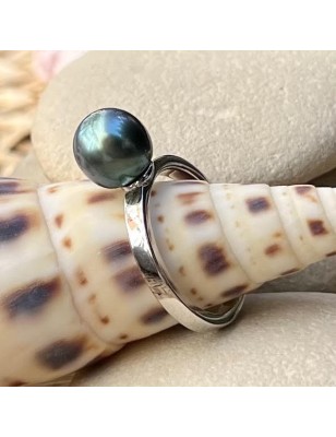 engagement ring Tahitian cultured pearl blue color price - perla Tahiti - what is the best woman gift for valentine's day ?
