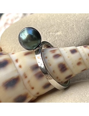 engagement ring Tahitian cultured pearl blue color price - perla Tahiti - what is the best woman gift for valentine's day ?