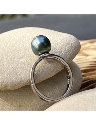 engagement ring Tahitian cultured pearl blue color price - perla Tahiti - what is the best woman gift for valentine's day ?