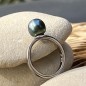 Tahitian Blue Peacock Pearl Sterling Silver Ring