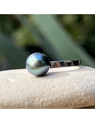 argent bague perle de culture de Tahiti bleue - bague fiançailles - quel bijou offrir à la saint valentin ?