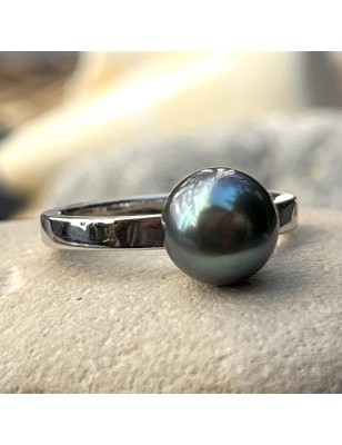 engagement ring Tahitian cultured pearl blue color price - perla Tahiti - what is the best woman gift for valentine's day ?