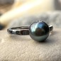 Anillo Plata 925/000 Rodio Perla de Tahití Azul