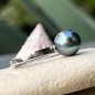 Tahitian Blue Peacock Pearl Sterling Silver Ring