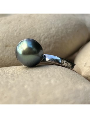 engagement ring Tahitian cultured pearl blue color price - perla Tahiti - what is the best woman gift for valentine's day ?