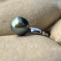 Tahitian Blue Peacock Pearl Sterling Silver Ring