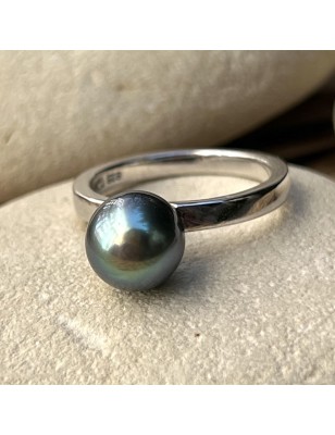 argent bague perle de culture de Tahiti bleue - bague fiançailles - quel bijou offrir à la saint valentin ?