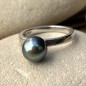Tahitian Blue Peacock Pearl Sterling Silver Ring
