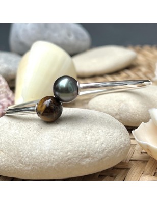 oeil de tigre en bracelet argent perle de culture de Tahiti signification - quel bijou offrir à la saint valentin ?