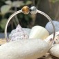 タイガーアイ - バングルブレスレットとタヒチアンパール - 19/22cm