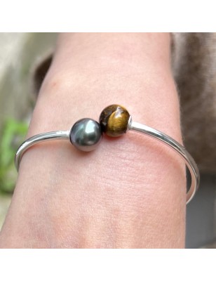 oeil de tigre en bracelet argent perle de culture de Tahiti signification - quel bijou offrir à la saint valentin ?