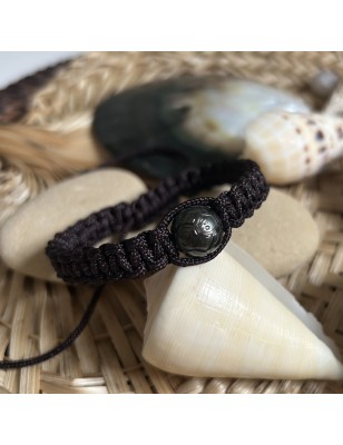 Football Engraved Black Tahitian Pearl Brown Shamballa Men Bracelet