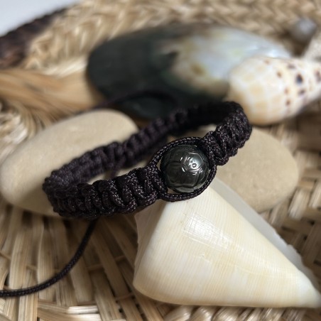 Football Engraved Black Tahitian Pearl Brown Shamballa Men Bracelet