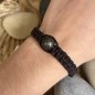 Bracelet Homme Shamballa marron Perle de Tahiti Gravure Ballon de Football
