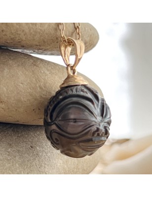 tiki gold pendant for man Tahitian cultured pearl price - perla Tahiti mana
