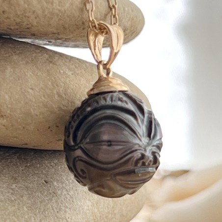 achat tiki or pendentif doré perle de culture de Tahiti prix
