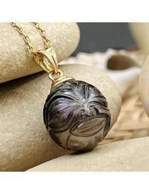 tiki gold pendant for man Tahitian cultured pearl price - perla Tahiti mana