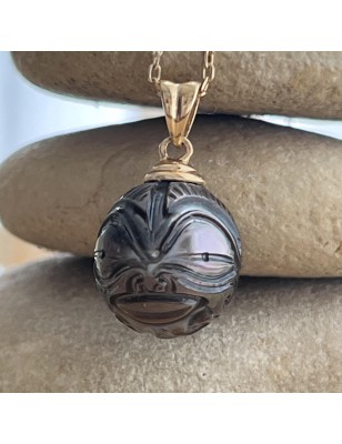 tiki gold pendant for man Tahitian cultured pearl price - perla Tahiti mana