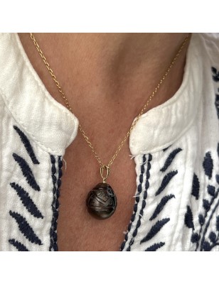 comment écrire Maori? pendentif or homme perle de Tahiti gravée prix