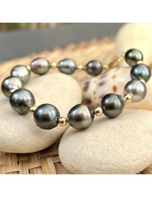how to tie up his bracelet all by himself? gold bracelet Tahitian cultured pearls - perla Tahiti